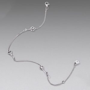 Elegant CZ Key Padlock Charm Chain Bracelet - Perimade & Co.