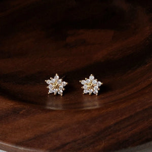 Elegant CZ Snowflake Starburst Stud Earrings - Perimade & Co.