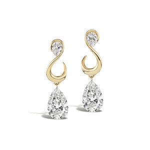Elegant Dual Pear CZ Swirl Drop Stud Earrings - Perimade & Co.