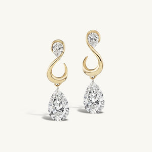 Elegant Dual Pear CZ Swirl Drop Stud Earrings - Perimade & Co.