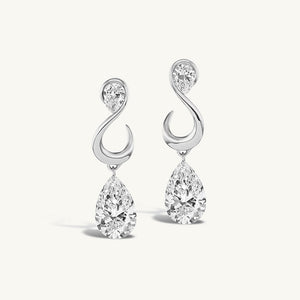 Elegant Dual Pear CZ Swirl Drop Stud Earrings - Perimade & Co.