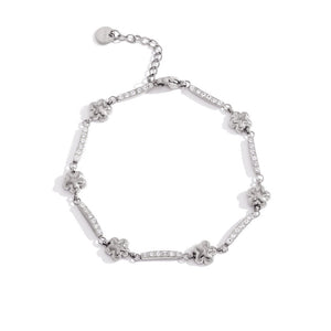 Elegant Flower Pave Bar Station Link Bracelet - Perimade & Co.
