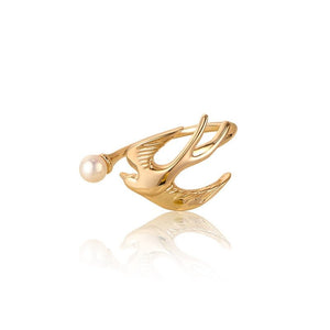 Elegant Flying Bird Pearl Stackable Open Ring - Perimade & Co.