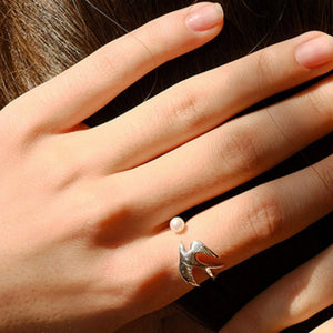 Elegant Flying Bird Pearl Stackable Open Ring - Perimade & Co.