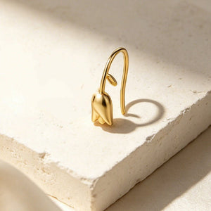 Elegant Gold Tulip Flower Open Hook Earrings - Perimade & Co.