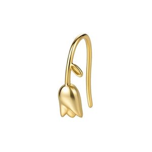 Elegant Gold Tulip Flower Open Hook Earrings - Perimade & Co.