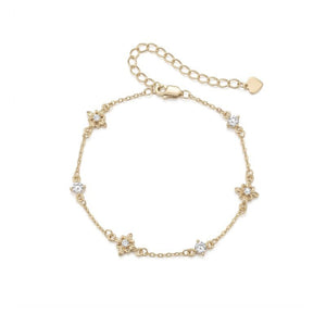 Elegant Iris Flower CZ Charm Station Bracelet - Perimade & Co.