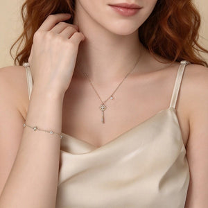 Elegant Iris Flower CZ Charm Station Bracelet - Perimade & Co.