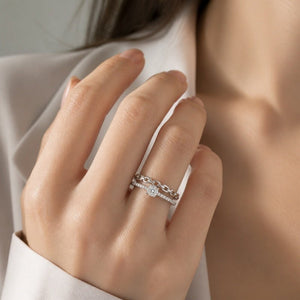 Elegant Moissanite Chain Link Dual Band Ring - Perimade & Co.