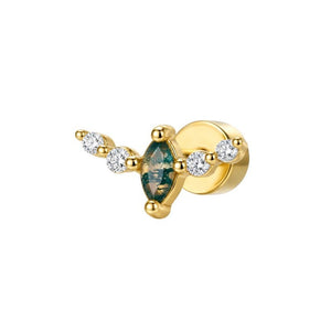 Elegant Moss Agate CZ Climber Stud Earrings - Perimade & Co.
