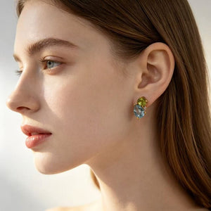 Elegant Multi Gemstone Cluster Stud Earrings - Perimade & Co.