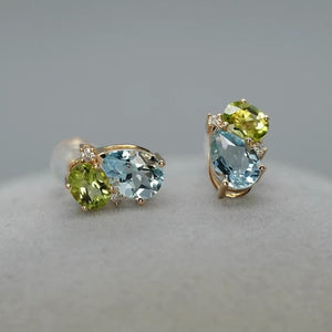 Elegant Multi Gemstone Cluster Stud Earrings - Perimade & Co.