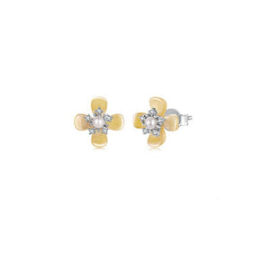 Elegant Osmanthus Flower Pearl Stud Earrings - Perimade & Co.