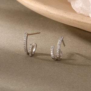 Elegant Pave Dual Layer Illusion Stud Earrings - Perimade & Co.