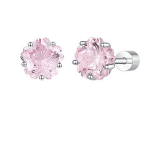 Elegant Pink Cherry Blossom CZ Stud Earrings - Perimade & Co.