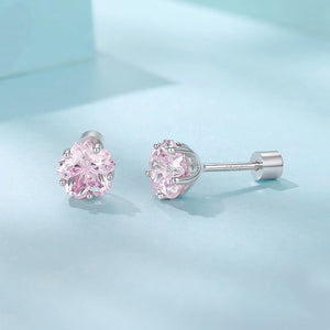 Elegant Pink Cherry Blossom CZ Stud Earrings - Perimade & Co.