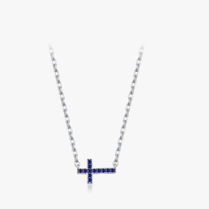 Elegant Sideways Blue Cross Charm Necklace - Perimade & Co.