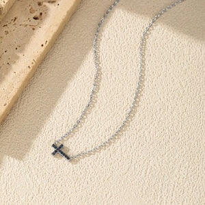 Elegant Sideways Blue Cross Charm Necklace - Perimade & Co.