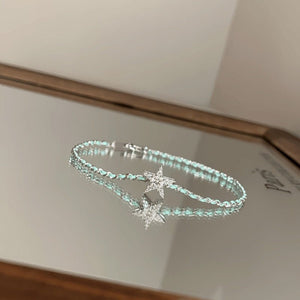 Elegant Star Mint Woven Cord Charm Bracelet - Perimade & Co.