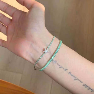 Elegant Star Mint Woven Cord Charm Bracelet - Perimade & Co.