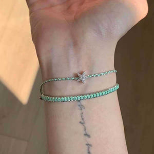 Elegant Star Mint Woven Cord Charm Bracelet - Perimade & Co.
