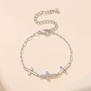 Elegant Triple Cross Pave CZ Charm Bracelet - Perimade & Co.