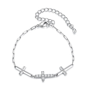 Elegant Triple Cross Pave CZ Charm Bracelet - Perimade & Co.