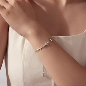 Elegant Triple Cross Pave CZ Charm Bracelet - Perimade & Co.