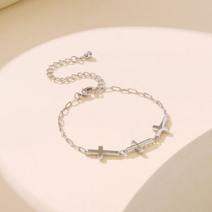 Elegant Triple Cross Pave CZ Charm Bracelet - Perimade & Co.