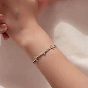 Elegant Triple Cross Pave CZ Charm Bracelet - Perimade & Co.