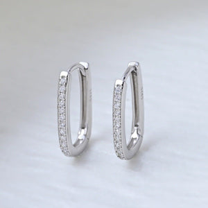 Elongated Oval CZ Hoop Statement Earrings - Perimade & Co.