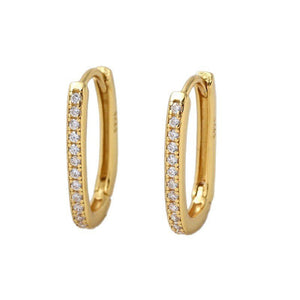 Elongated Oval CZ Hoop Statement Earrings - Perimade & Co.