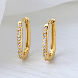 Elongated Oval CZ Hoop Statement Earrings - Perimade & Co.
