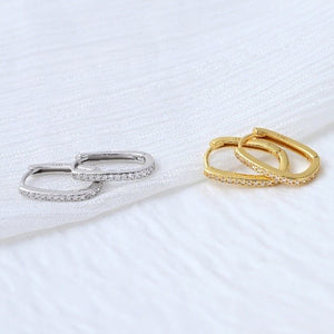 Elongated Oval CZ Hoop Statement Earrings - Perimade & Co.