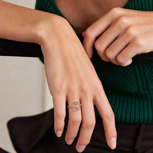 Emerald Cut Crystal Starburst Pave Band Ring - Perimade & Co.