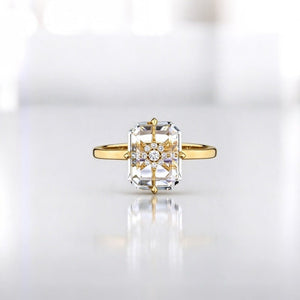 Emerald Cut Crystal Starburst Pave Band Ring - Perimade & Co.