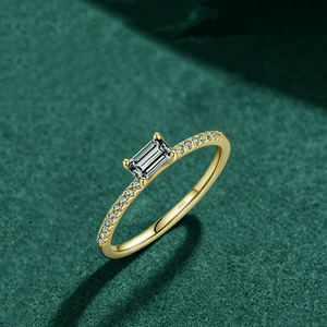 Emerald Cut CZ Half Eternity Stack Band Ring - Perimade & Co.