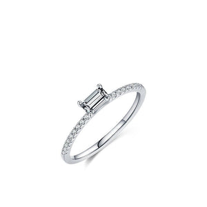Emerald Cut CZ Half Eternity Stack Band Ring - Perimade & Co.