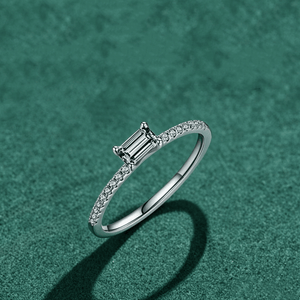 Emerald Cut CZ Half Eternity Stack Band Ring - Perimade & Co.