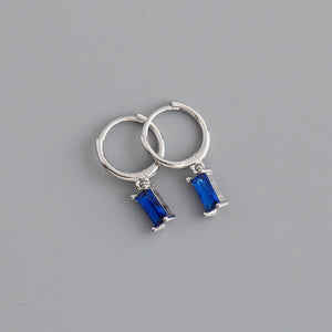 Emerald Cut Gemstone Drop Hoop Earrings - Perimade & Co.