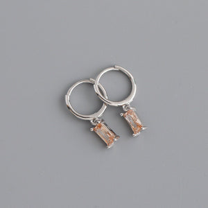 Emerald Cut Gemstone Drop Hoop Earrings - Perimade & Co.