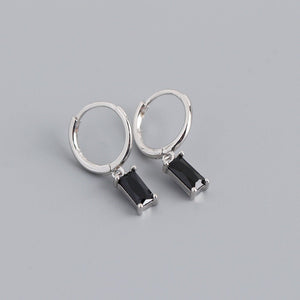 Emerald Cut Gemstone Drop Hoop Earrings - Perimade & Co.