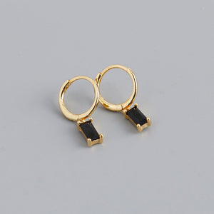 Emerald Cut Gemstone Drop Hoop Earrings - Perimade & Co.