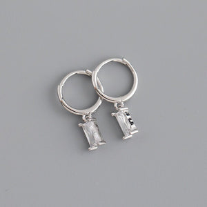 Emerald Cut Gemstone Drop Hoop Earrings - Perimade & Co.