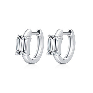 Emerald Cut Moissanite Huggie Hoop Earrings - Perimade & Co.