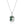 An emerald cut moss agate pendant necklace with gold plating and a chain, showcasing a central green stone surrounded by smaller clear stones.