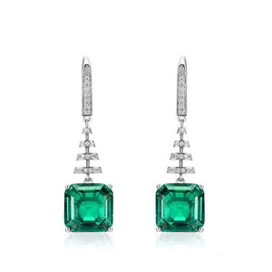 Emerald Dangle Drop Hoop Wedding Earrings - Perimade & Co.