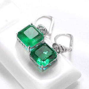 Emerald Dangle Drop Hoop Wedding Earrings - Perimade & Co.