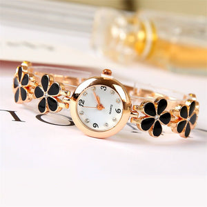 Enamel Flower 22 mm Round Bracelet Watch - Perimade & Co.