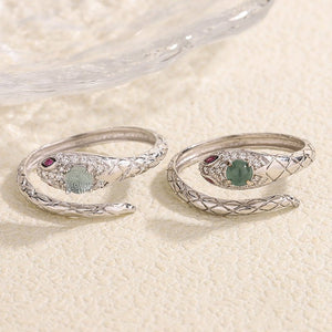 Engraved Snake Crystal Stacking Bypass Ring - Perimade & Co.